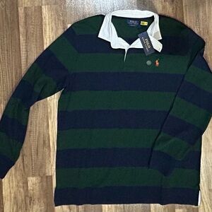 POLO Ralph Lauren LONG SLEEVE RUGBY - Classic Fit - Green and Navy — NEW!